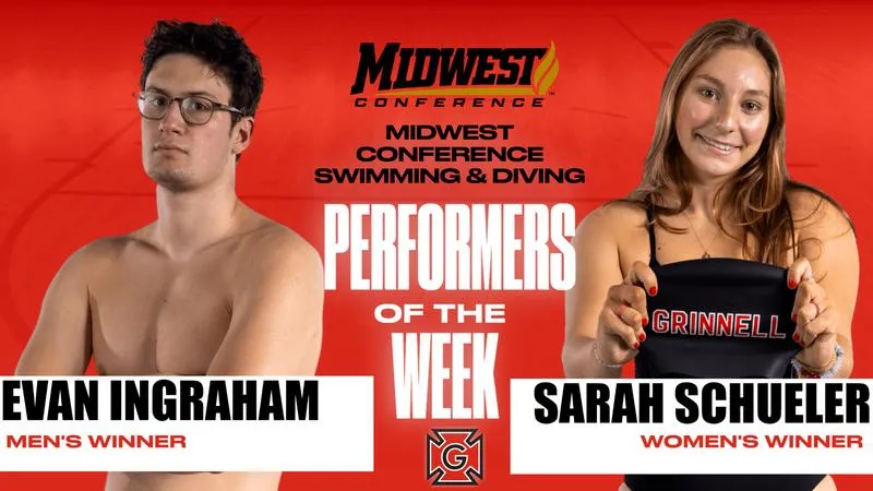 Grinnell athletes sweep MWC Swimming and Diving Performer of the Week honors