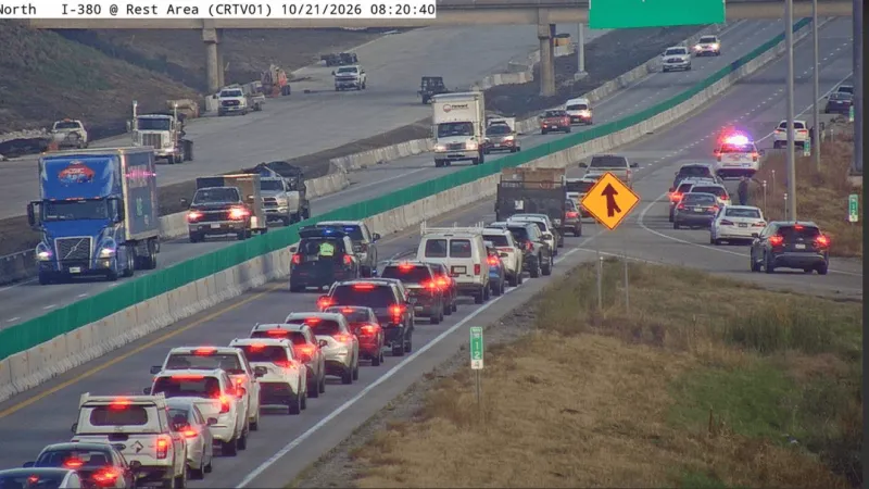 Crash slows traffic in I-380 construction zone