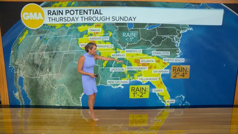 Severe weather causing dangerous flooding, storm damage