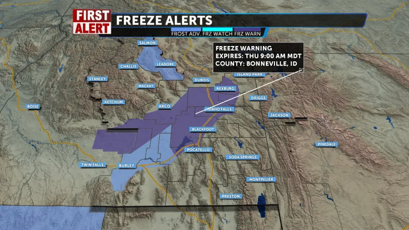 Freeze Warning Overnight; Sunny with highs near 70 Thursday