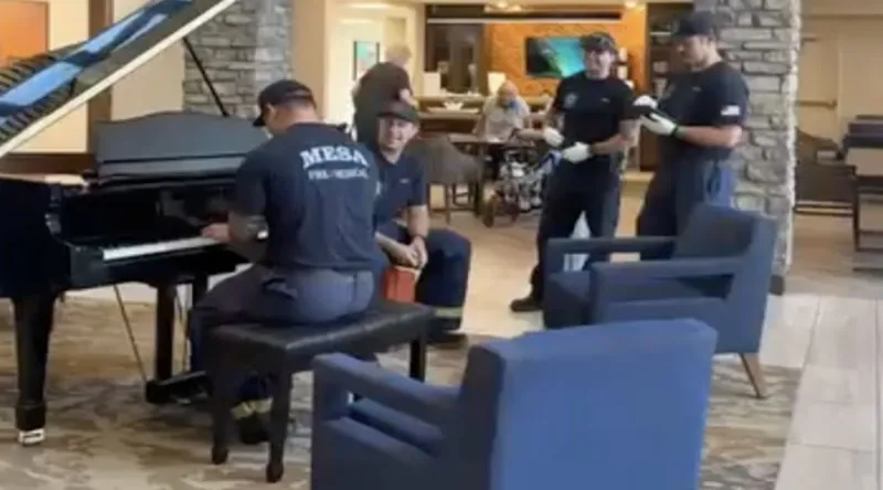 You have to see this! Firefighter plays impromptu piano performance at senior living facility