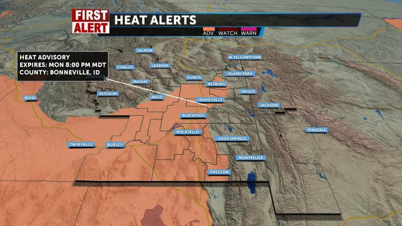 Heat advisory for Monday as monsoonal moisture moves into the area