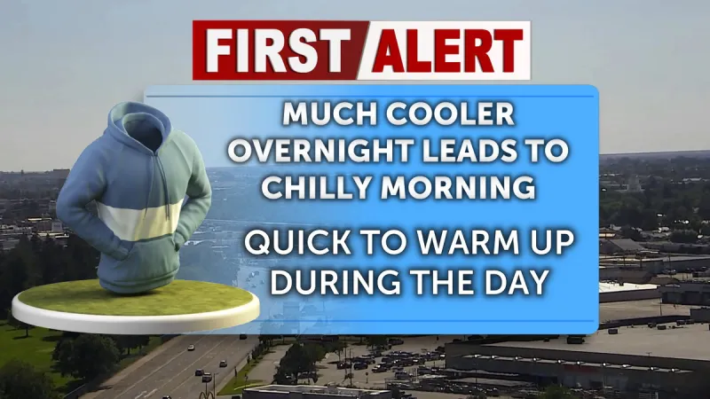Chilly Sunday night gives way to warmer Monday temperatures