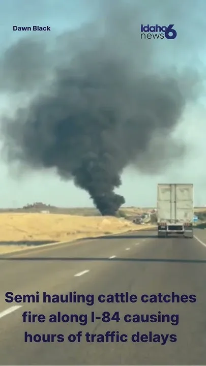 I-84 Cattle truck fire (Video)