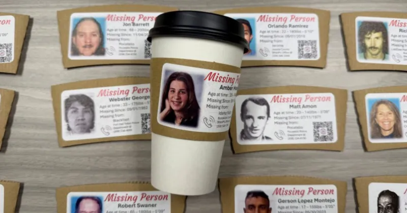 Specially designed coffee sleeves to feature those missing on Idaho Missing Persons Day