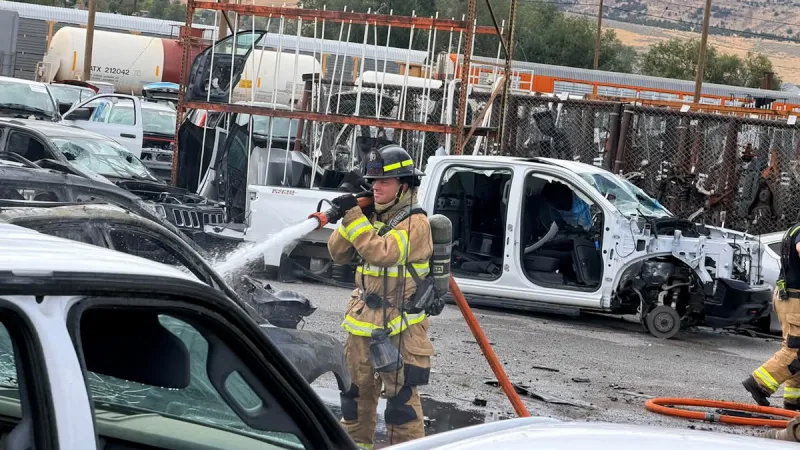 Firefighters knock down salvage yard fire at Shaw's Auto Parts