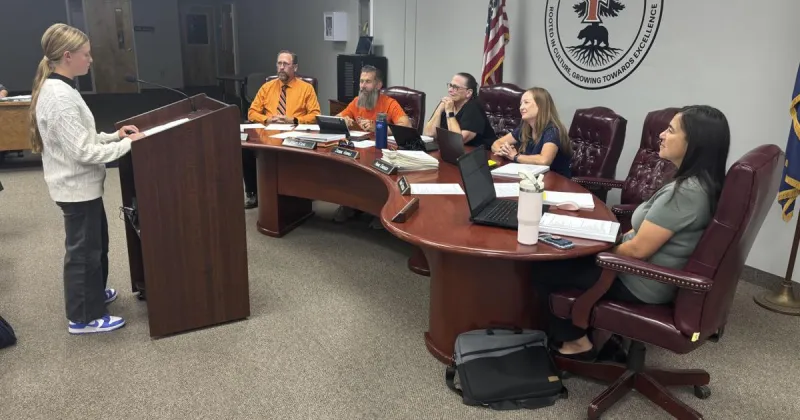 Middle school leadership team demonstrates skills before school board
