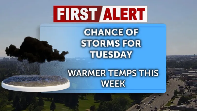 Chance of thunderstorms for Tuesday with warming temps this week