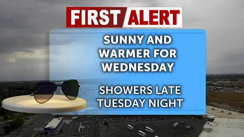 Scattered showers late Tuesday with drier and warmer weather for Wednesday