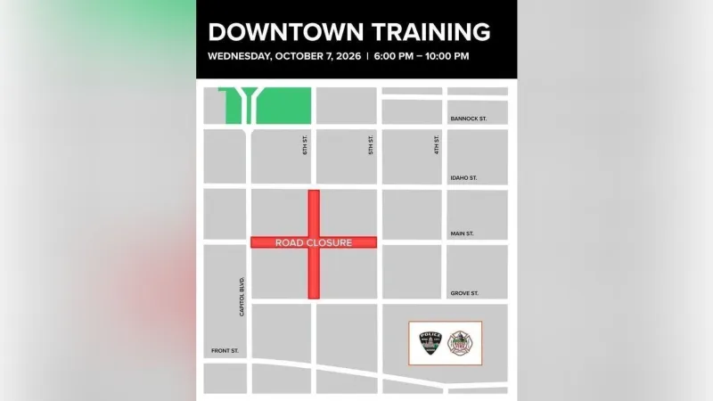 Downtown Boise streets to close for first responder training: 6 to 10 p.m.