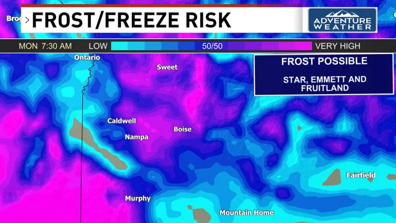 Frost and mountain snow start the week before temperatures climb into the 70s