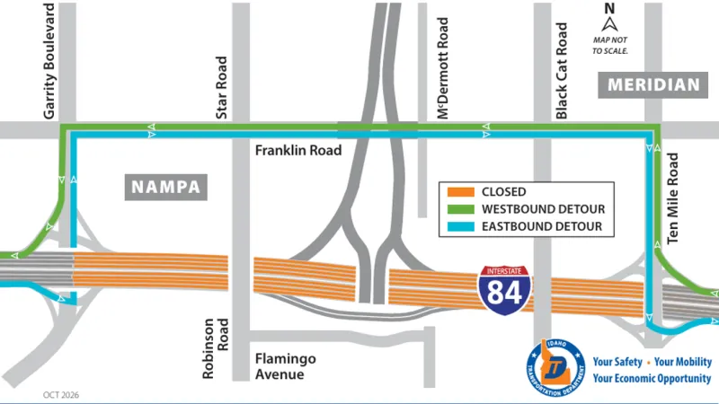 I-84 to close overnight between Garrity and Ten Mile interchanges