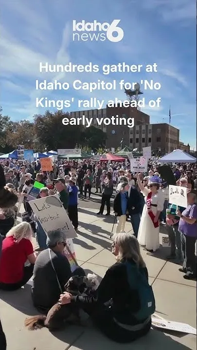 Hundreds gather at Idaho Capitol for 'No Kings' rally ahead of early voting (Video)