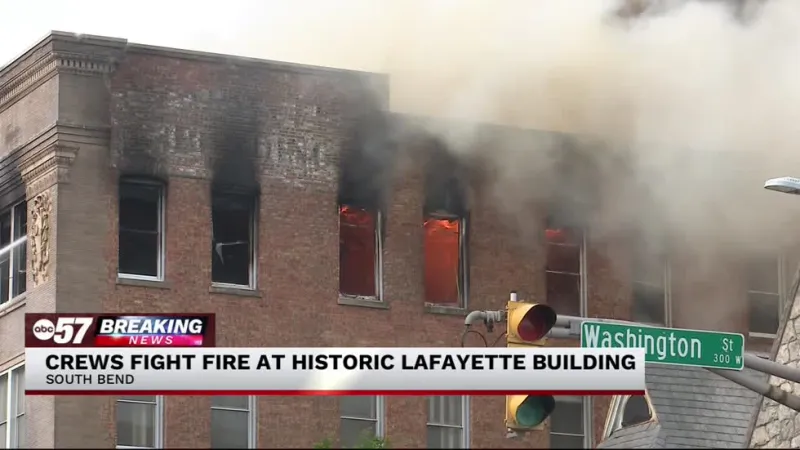 Firefighters spend hours battling blaze at historic Lafayette Building