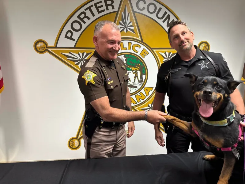 Porter County Sheriff's Office announce shelter dog as first "Special Deputy", seeking adoption