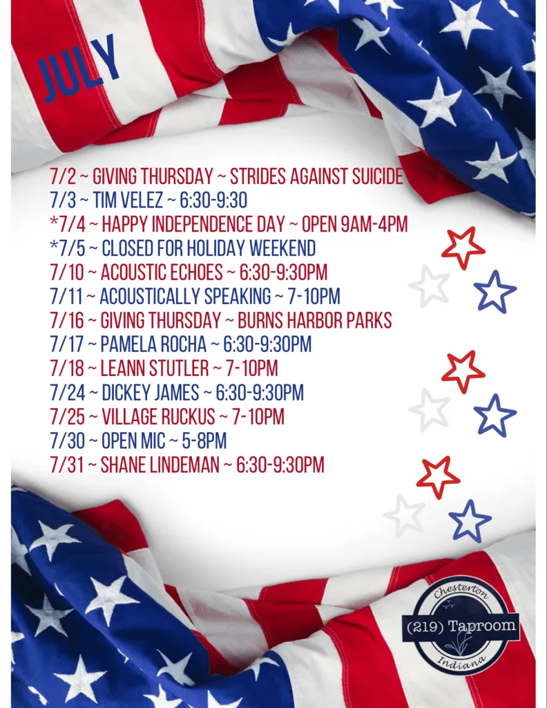 219 Taproom in Chesterton unveils their JULY LINE-UP for Entertainment