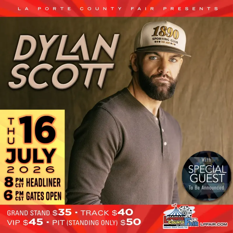 Dylan Scott coming to the La Porte County Fair on Thursday July 16th