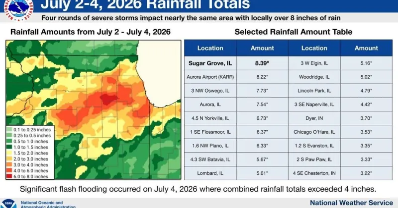 Several inches of rain fell across Northwest Indiana during Fourth of July weekend