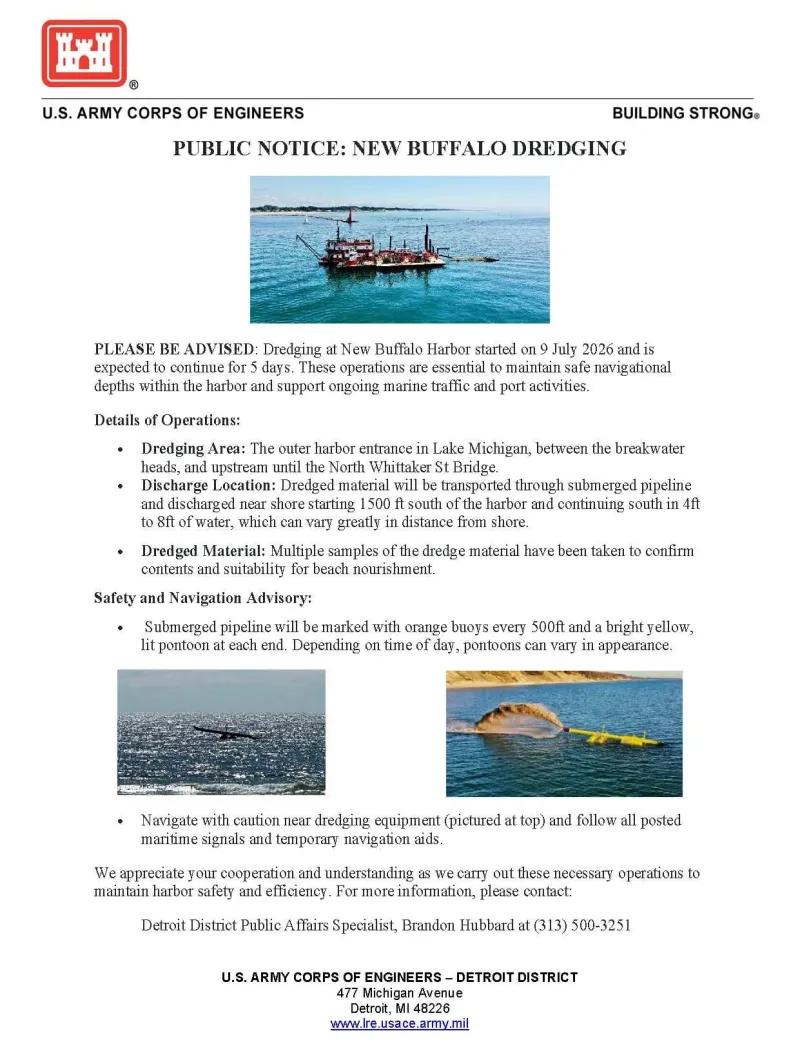 Dredging in New Buffalo ongoing