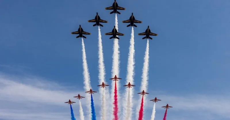 Blue Angels fly with British Red Arrows to celebrate 250 years of America