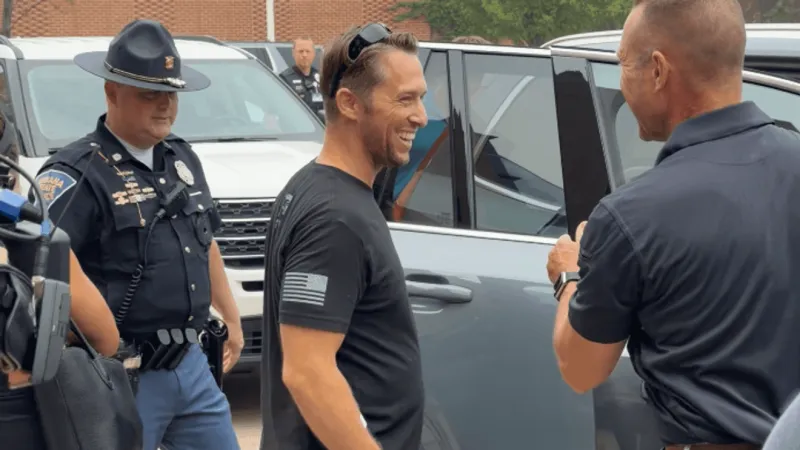 Indiana State Police trooper walks out of Memorial Hospital a week after shooting