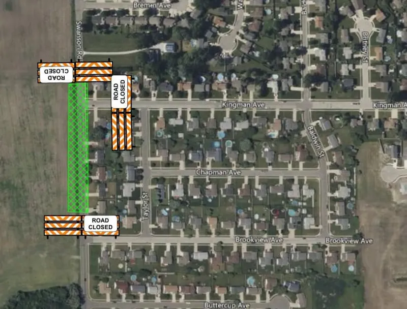 Portage roadwork: Daily closures scheduled for at Swanson Road and Kingman Avenue