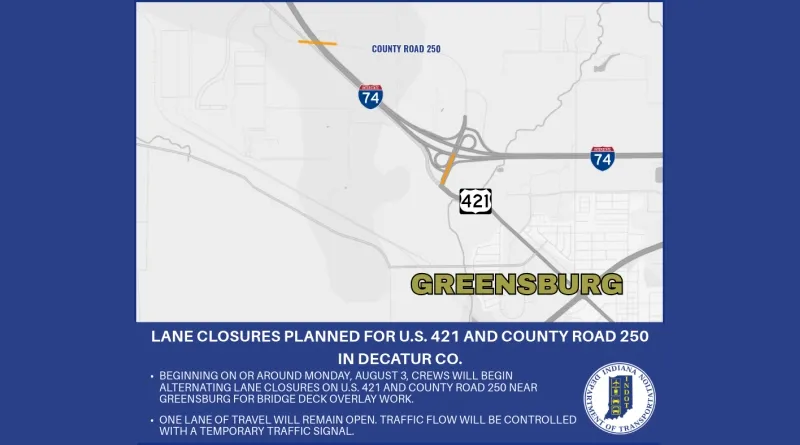 Traffic to be restrictged around I-74 in Decatur, Shelby counties