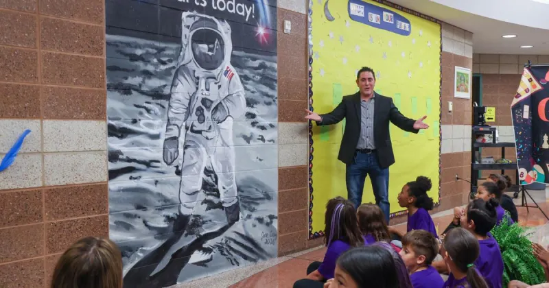 Harding Elementary School showcases new astronaut mural, revitalized garden