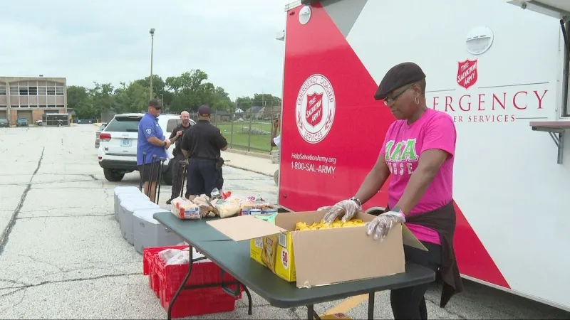 Free boxed lunches handed out at Gill Field as Michigan City continues storm recovery