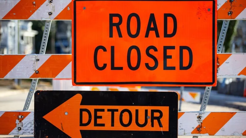 Temporary road closure along Lafayette Boulevard in downtown South Bend