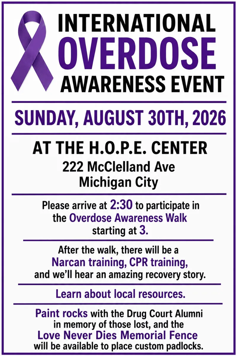 International Overdose Awareness Event this weekend in Michigan City