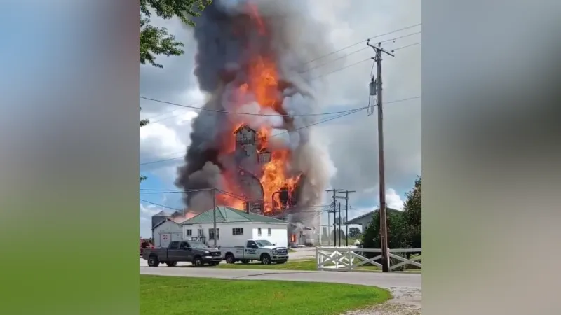 Crews respond to grain elevator fire in Pulaski County