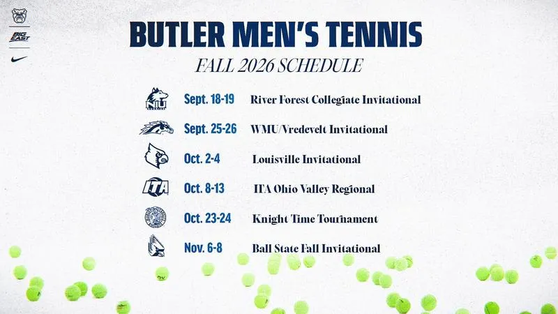 Butler Men's Tennis Announces Fall Schedule