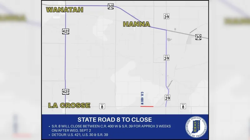 S.R. 8 will close temporarily on Sep. 2, for at least three weeks