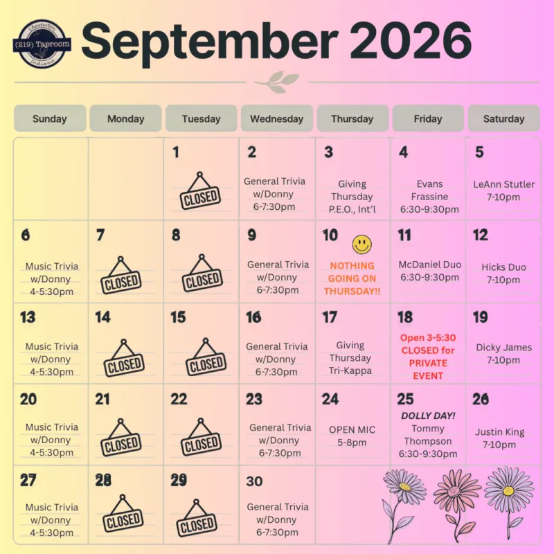 September Events at 219 Taproom