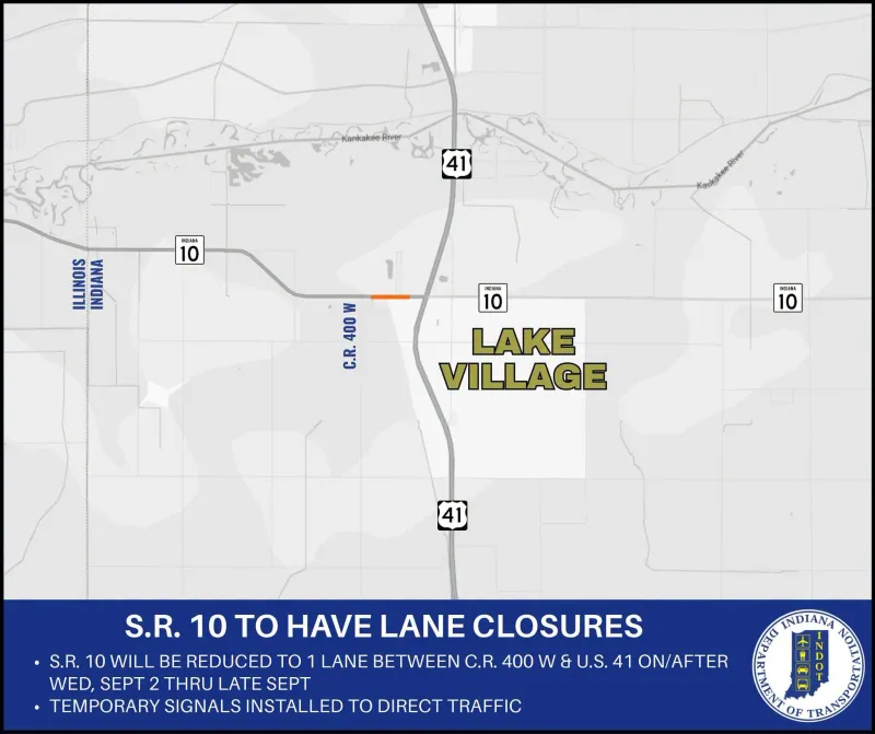 State Road 10 to have lane closures near Lake Village