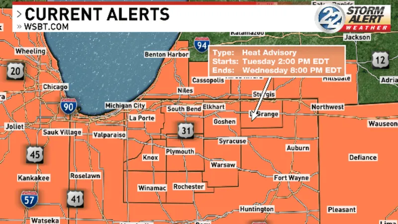 Heat Advisory issued ahead of heat index values near 100, storms possible Tuesday
