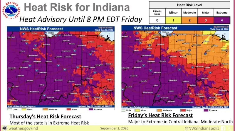 Heat advisory extended through Friday evening