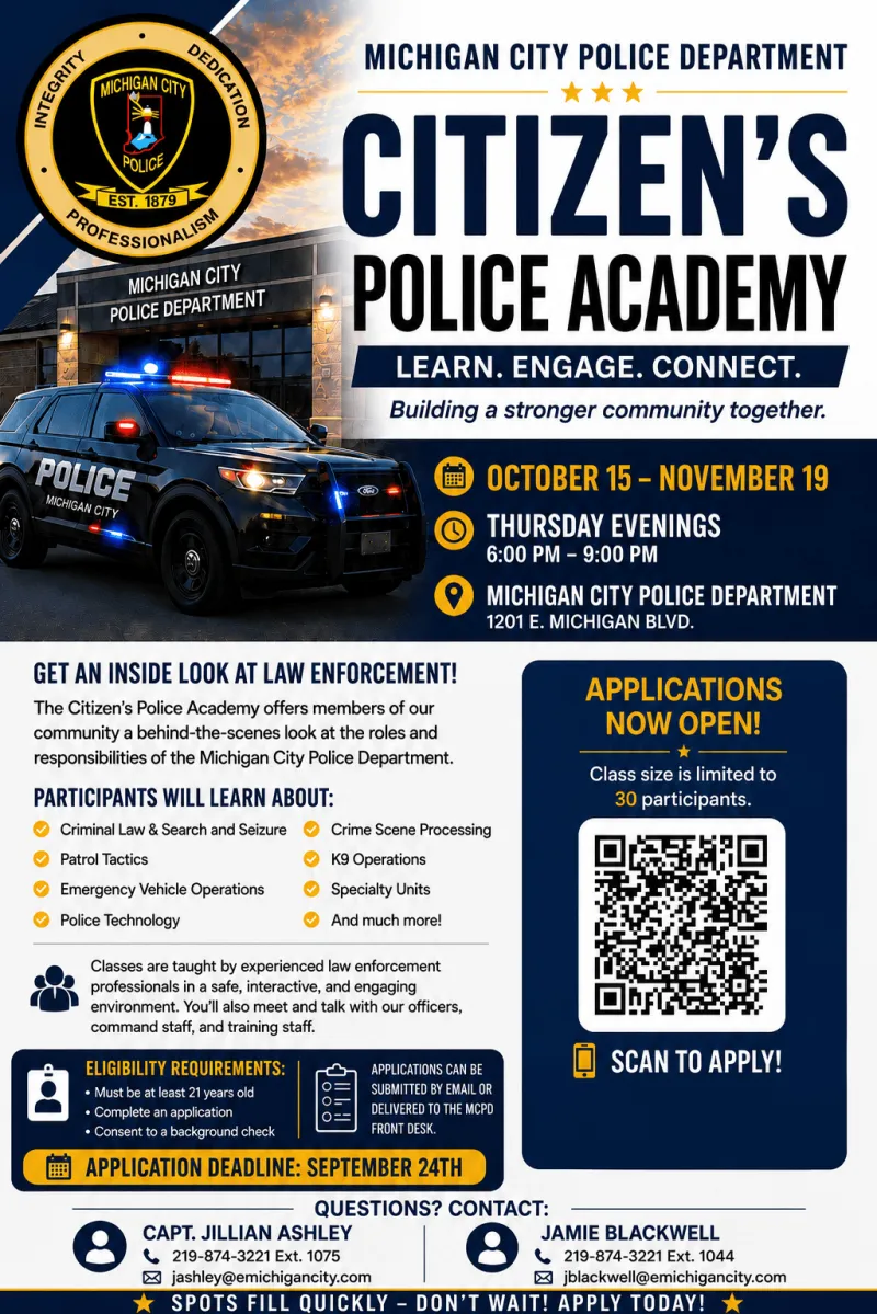 Michigan City Police Department Citizen's Police Academy information
