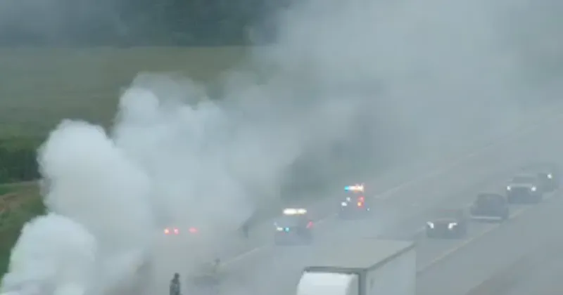 Vehicle catches fire on Interstate 80 near Lake Station