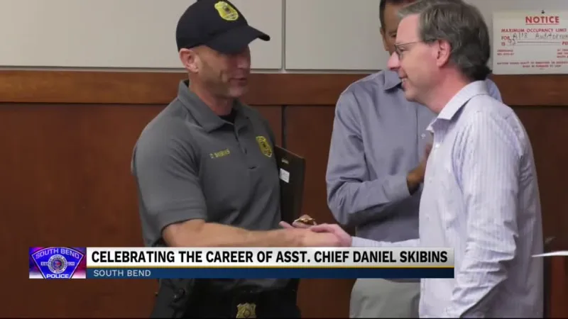 South Bend Police Department hosts retirement party for Assistant Chief Daniel Skibins