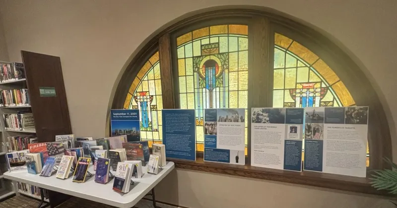 Eckhart Library exhibiting 9/11 poster collection