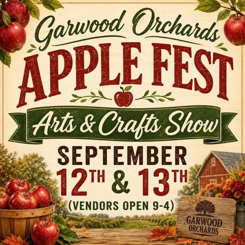 Stop by Garwood Orchards for APPLE FEST this weekend on Saturday and Sunday