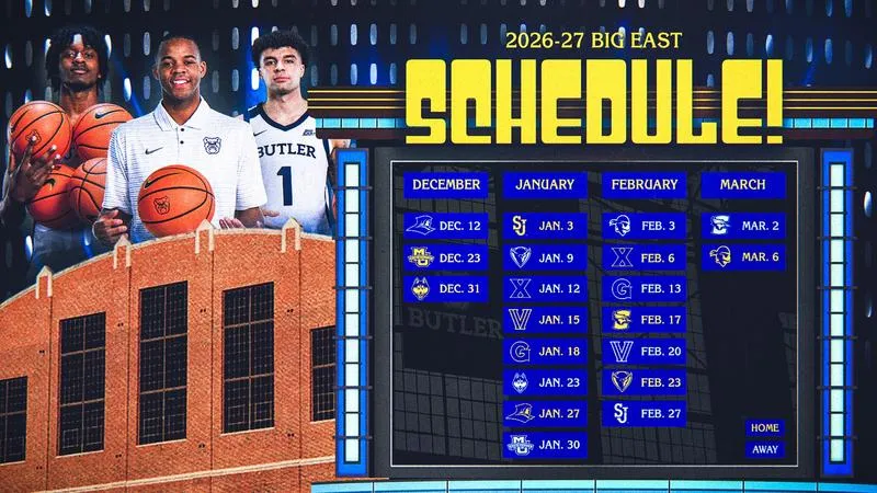 Butler Announces BIG EAST Portion of 2026-27 Men's Basketball Schedule