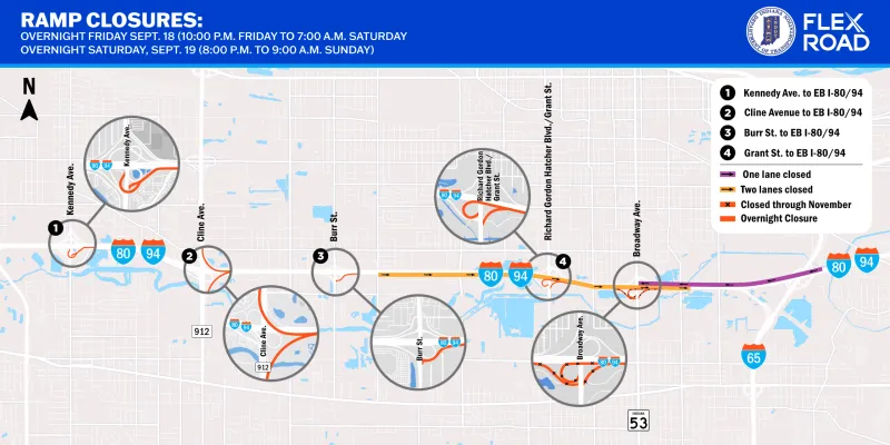 Overnight lane and ramp closures on I-80/94 later this week