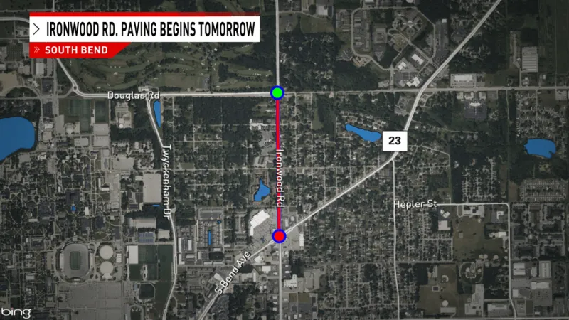 Traffic alert: Crews to begin paving Ironwood Road in South Bend