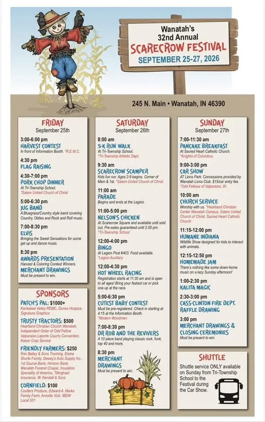 Wanatah Scarecrow Fest is Friday 9/25-Sunday 927