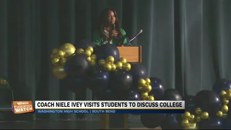 Washington students get a surprise visit from Niele Ivey as part of College Go week