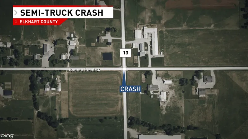 Man airlifted to hospital after semi-truck crash in Elkhart County