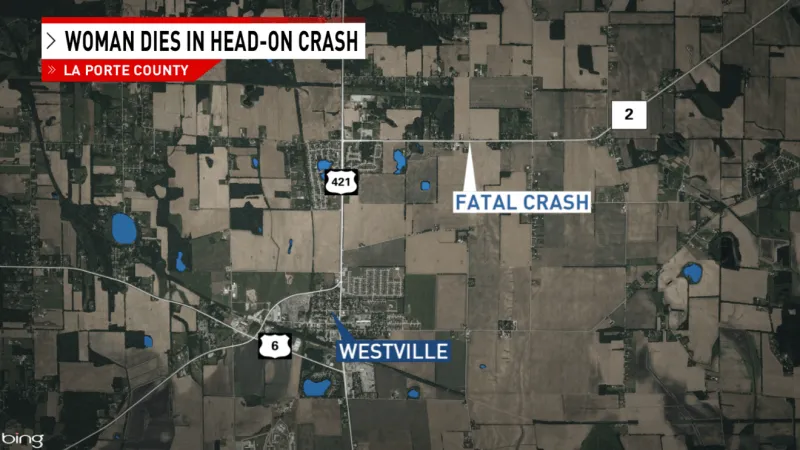 Woman dies in head-on crash in LaPorte County